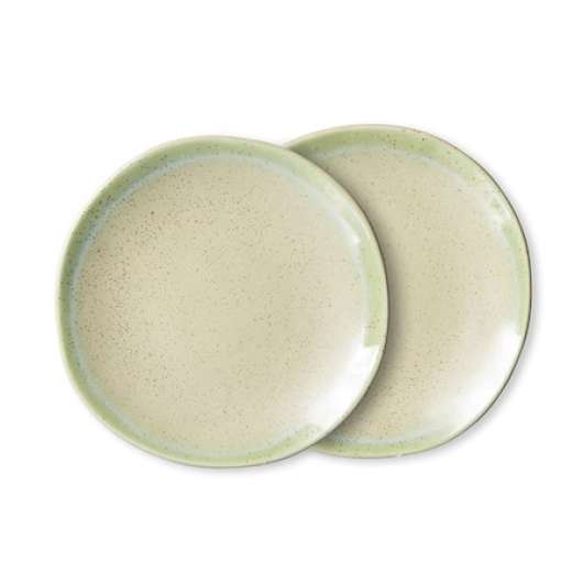 70s Pistachio Tallrik 2-pack 22 cm Keramik Grön