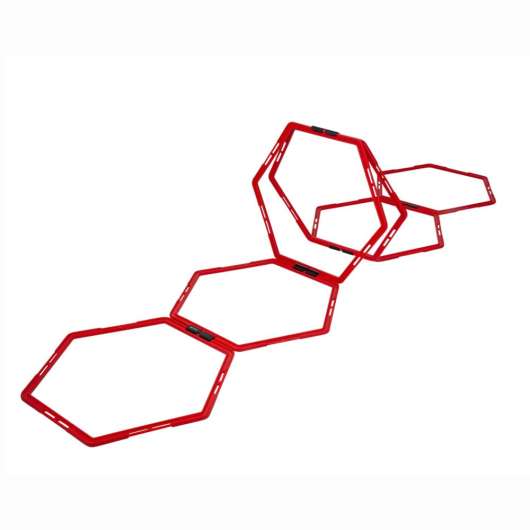 Agility-hinder hexagon 6 delar röd
