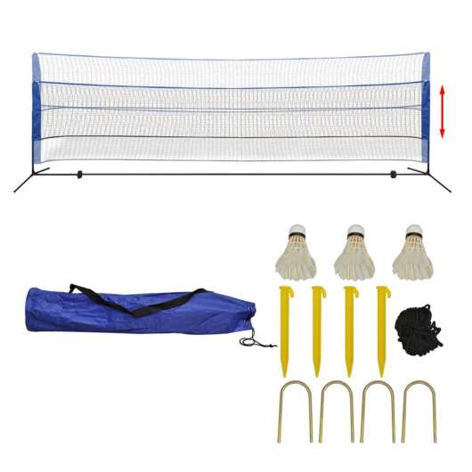 Badmintonnät med fjäderbollar 500x155 cm, Badmintonbollar