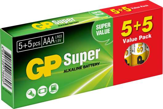 Batteri GP Alkaliner AAA 5+5-p