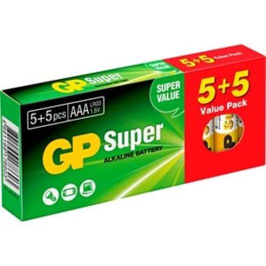 Batteri GP Alkaliner AAA, 5+5-pack