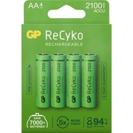 Batteri GP ReCyko 2100 Laddningsbart AA, 4-pack