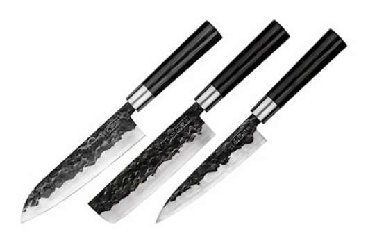 BLACKSMITH Set of 3 knives: Utility 16cm, Nakiri 17cm, Santoku 18cm