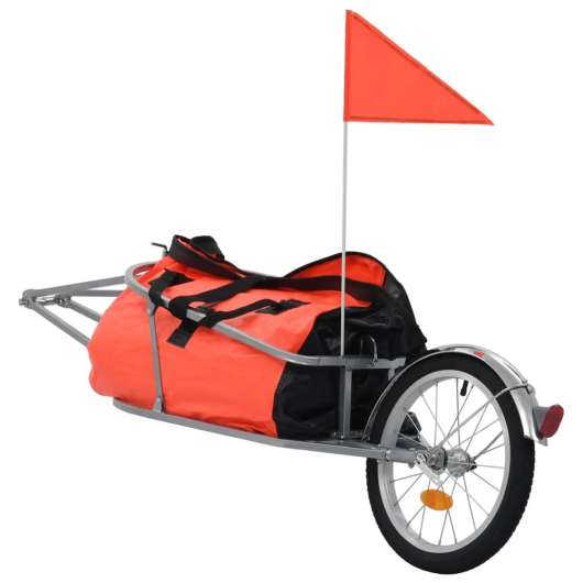 Cykelvagn för bagage med väska orange och svart
