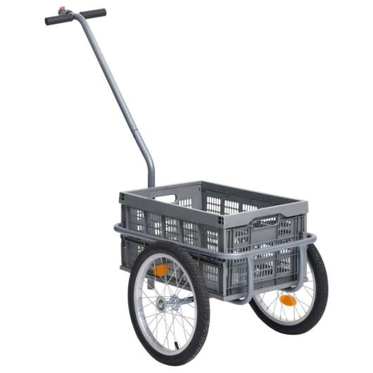 Cykelvagned 50 L hopfällbar transportlåda grå 150 kg