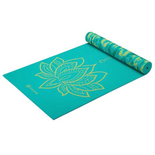 Gaiam Turquoise Lotus Yoga Mat 6mm Premium Reversible, Yogamattor