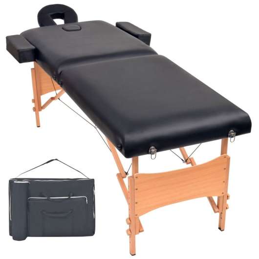 Hopfällbar massagebänk 2 sektioner 10 cm tjock svart