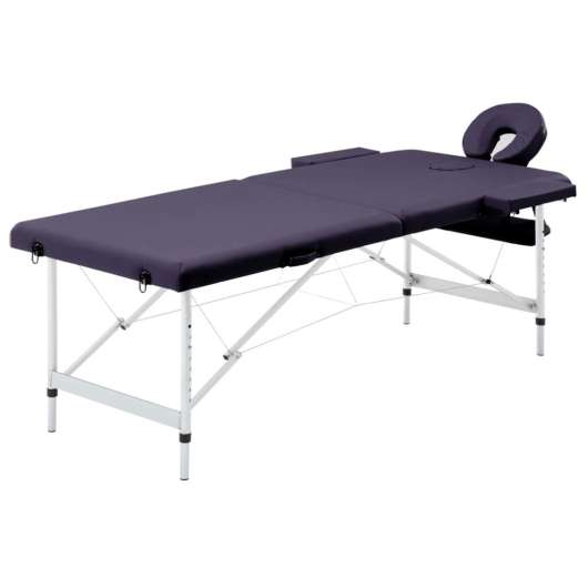 Hopfällbar massagebänk 2 sektioner aluminium lila