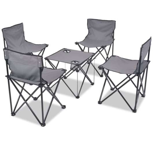 Hopfällbara campingmöbler 5 delar stål 45x45x70grå