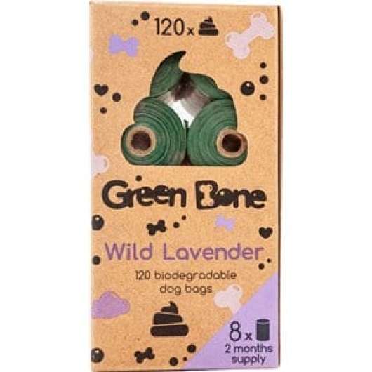Hundbajspåsar Green Bone Wild Lavender 8 rullar/120 påsar