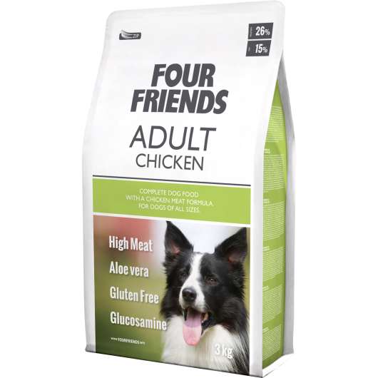 Hundfoder Four Friends Adult Chicken & Rice 3kg