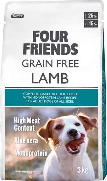 Hundfoder Four Friends Grain Free Lamm 3kg