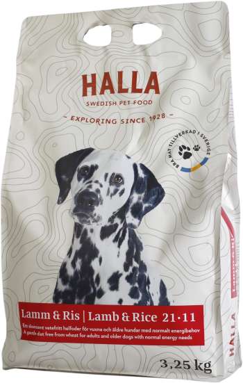 Hundfoder Halla Lamm & Ris 3,25kg