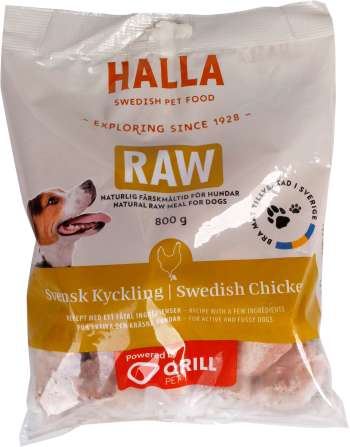 Hundfoder Halla Raw Svensk Kyckling 800g