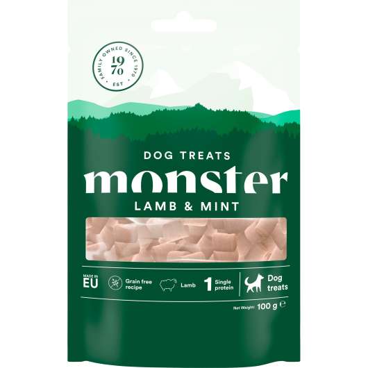 Hundgodis Monster Dog Treats Lamb & Mint 100g