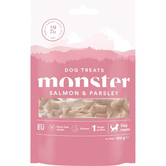 Hundgodis Monster Dog Treats Salmon & Parsley 100g