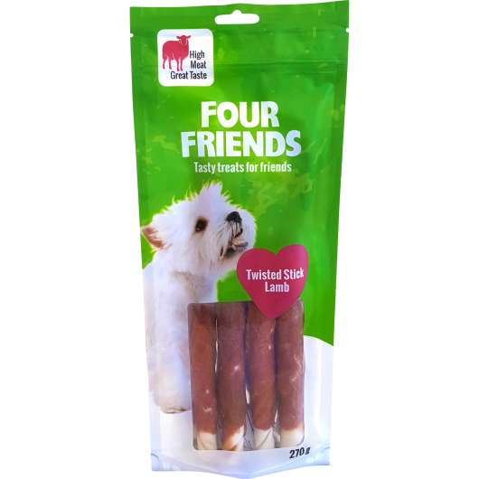 Hundtugg Four Friends Twisted Stick Lamb 25cm 4-p 270g