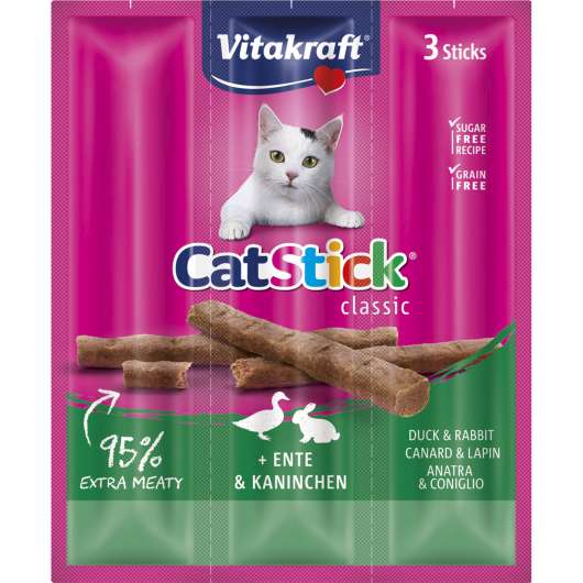 Kattgodis Vitakraft Cat Stick Mini Tuggpinnar Mini Anka/Kanin 3-p