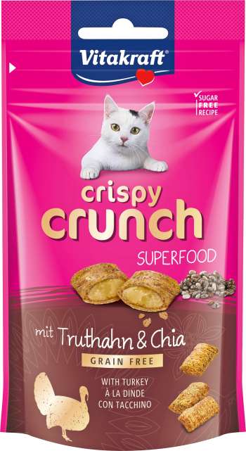 Kattgodis Vitakraft Crispy Crunch Kalkon/Chia 60g