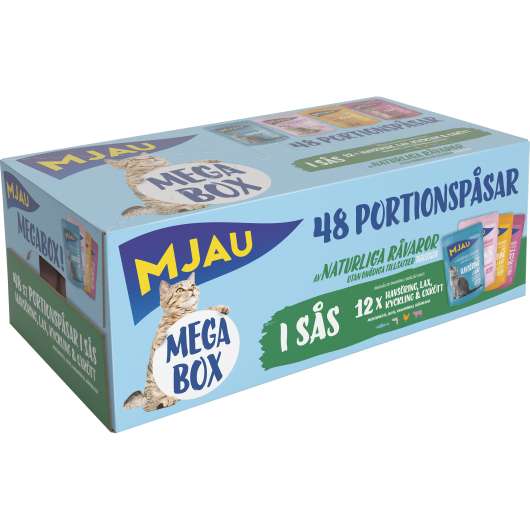 Kattmat Mjau Adult Megabox Kött/Fisk i sås 48x85g