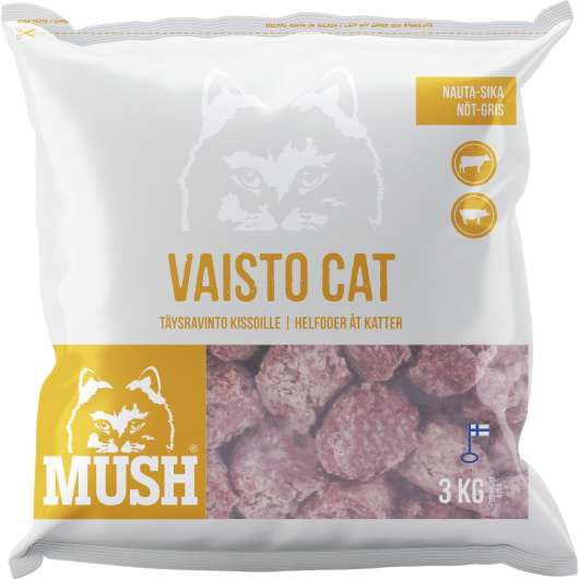 Kattmat Mush Vaisto Cat Vit Nöt/Gris 3kg