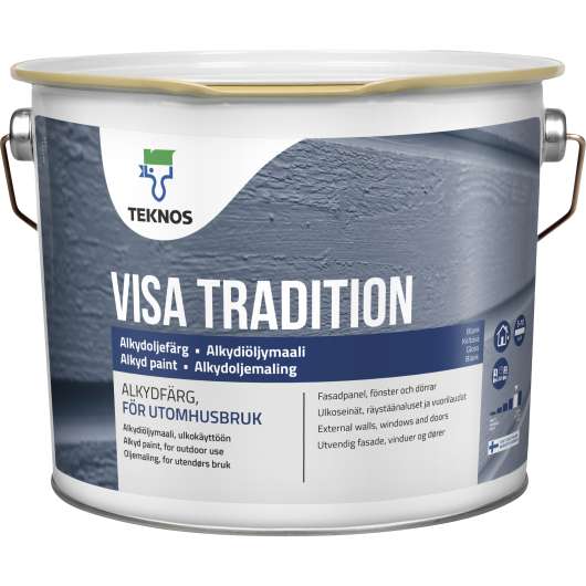 Målarfärg Teknos Visa Tradition Svart Utomhus 3L