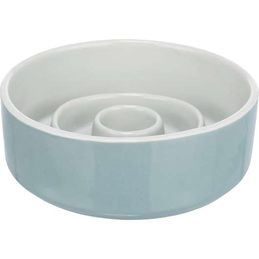 Matskål trixie slow feeding keramik vit/ljusblå - grå/blå
