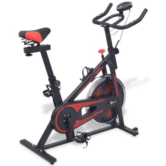 Motionscykel med pulsmätare svart och röd
