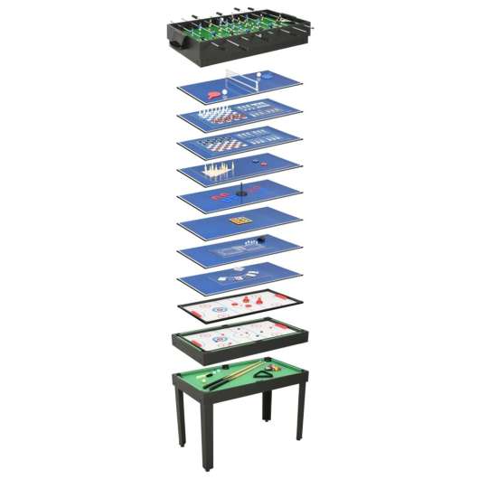 Multi-spelbord 15-i-1 121x61x82 cm svart