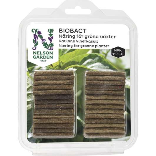 Näringspinnar Nelson Garden Biobact Gröna 28-p
