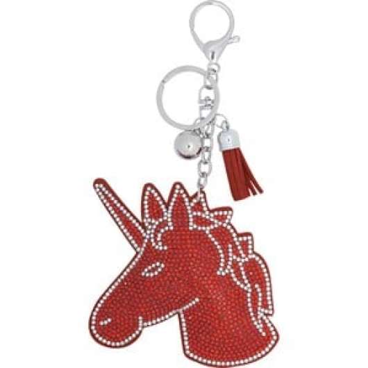 Nyckelring Equipage Unicorn, Silver/röd