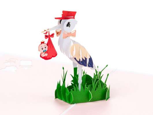Pop Up-kort - Baby Stork