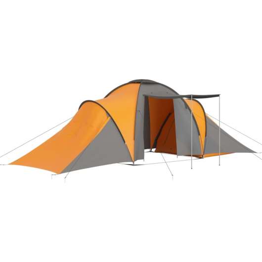 Tält för 6 personer grå och orange