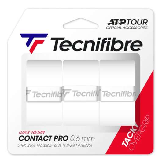 Tecnifibre Pro Contact White 3-Pack, Squash grepplindor