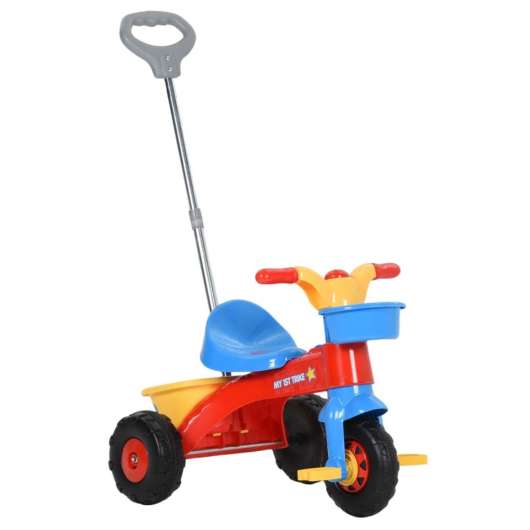 Trehjuling för barn med föräldrahandtagflerfärgad