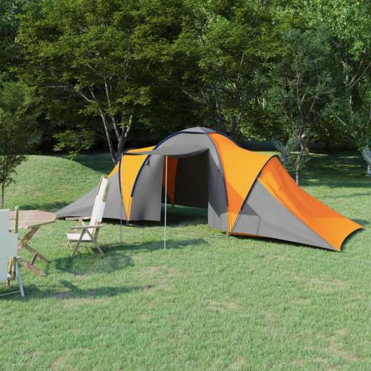 vidaXL Tält för 6 personer grå och orange